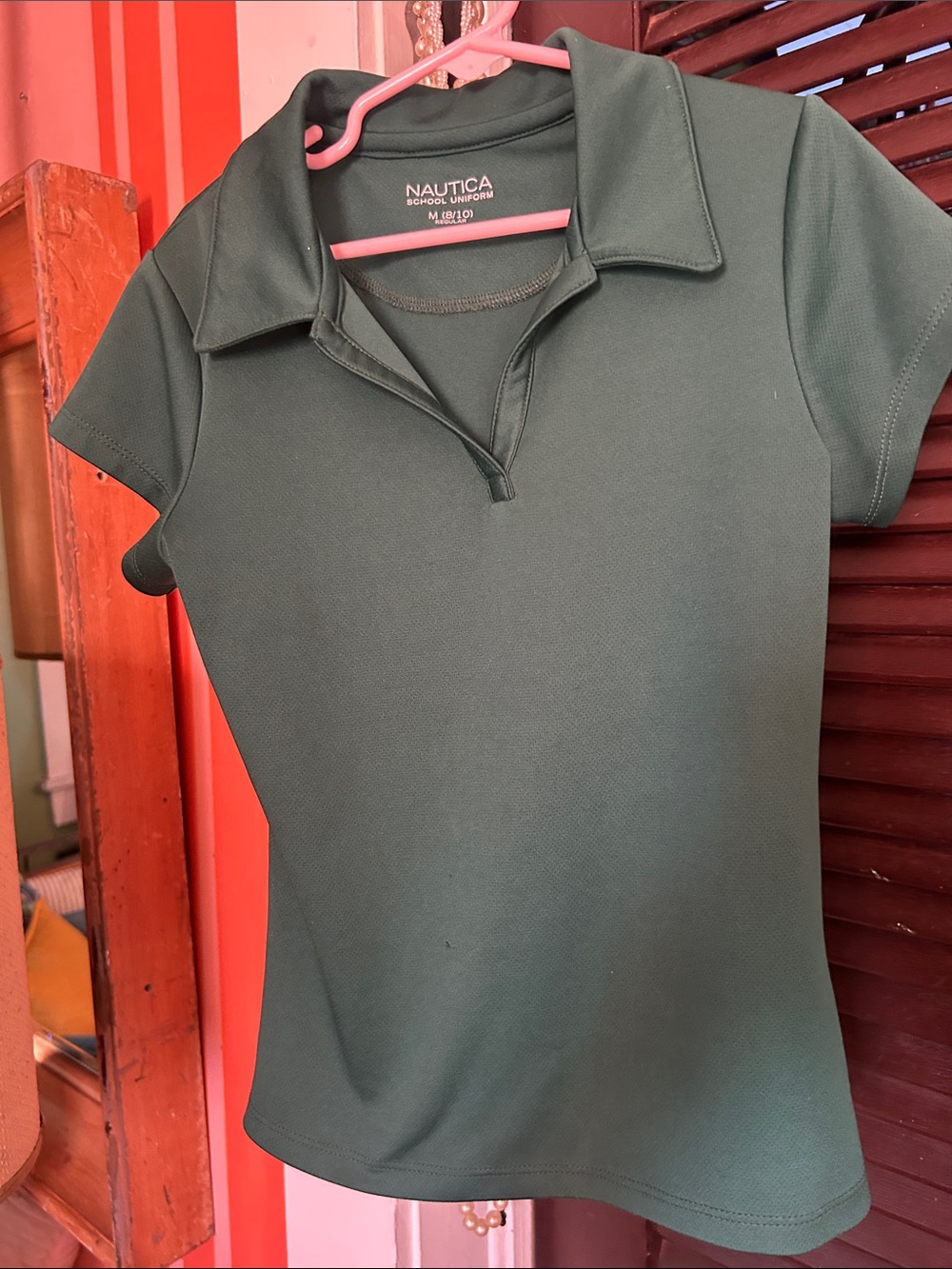 Nautica Women's Dark Green Short Sleeve Polo Top